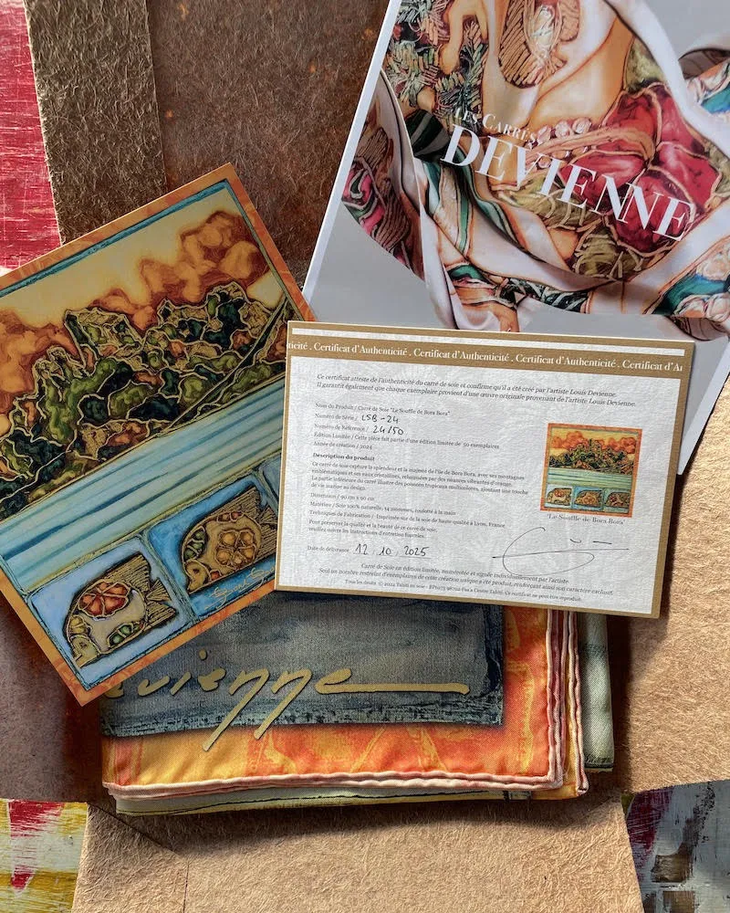 Limited edition luxury silk square "Bora Bora whisper"