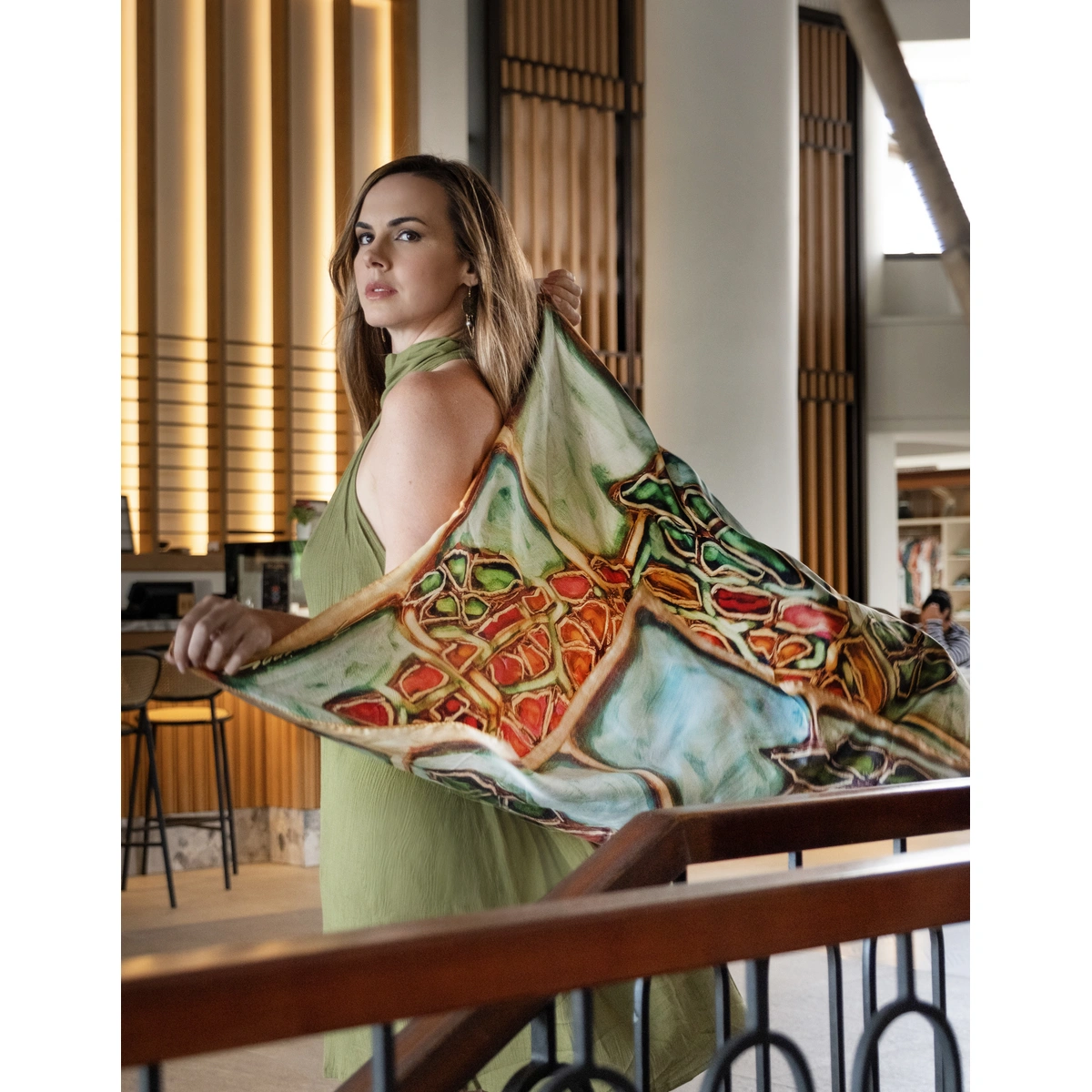 Silk Scarf 90 “Lagoon Spirit” | Maison DEVIENNE - Image 4