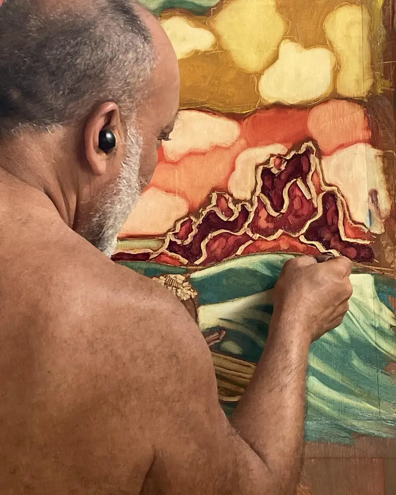 Toile originale 90×90 cm peinte à Tahiti — Maison Devienne