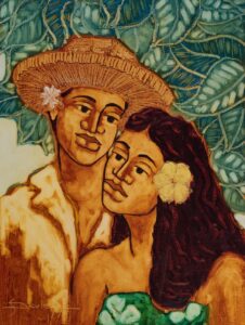 couple polynésien face à nous d'une tendresse infini