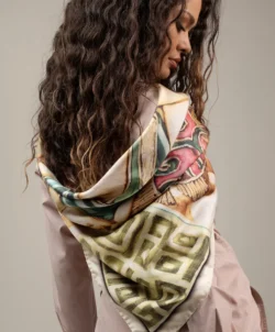 Maison DEVIENNE silk square with Polynesian patterns